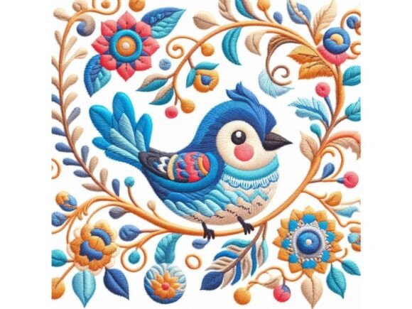 Evaluating Hand-stitched Embroidery Art of Blue Bir