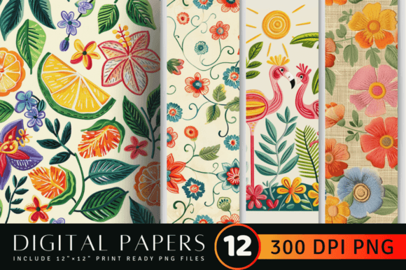 Reviewing Vintage Summer Embroidery Digital Paper